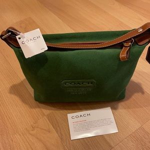 Coach small green suede mini bag